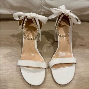 Elegant White Pearl-Embellished Heels